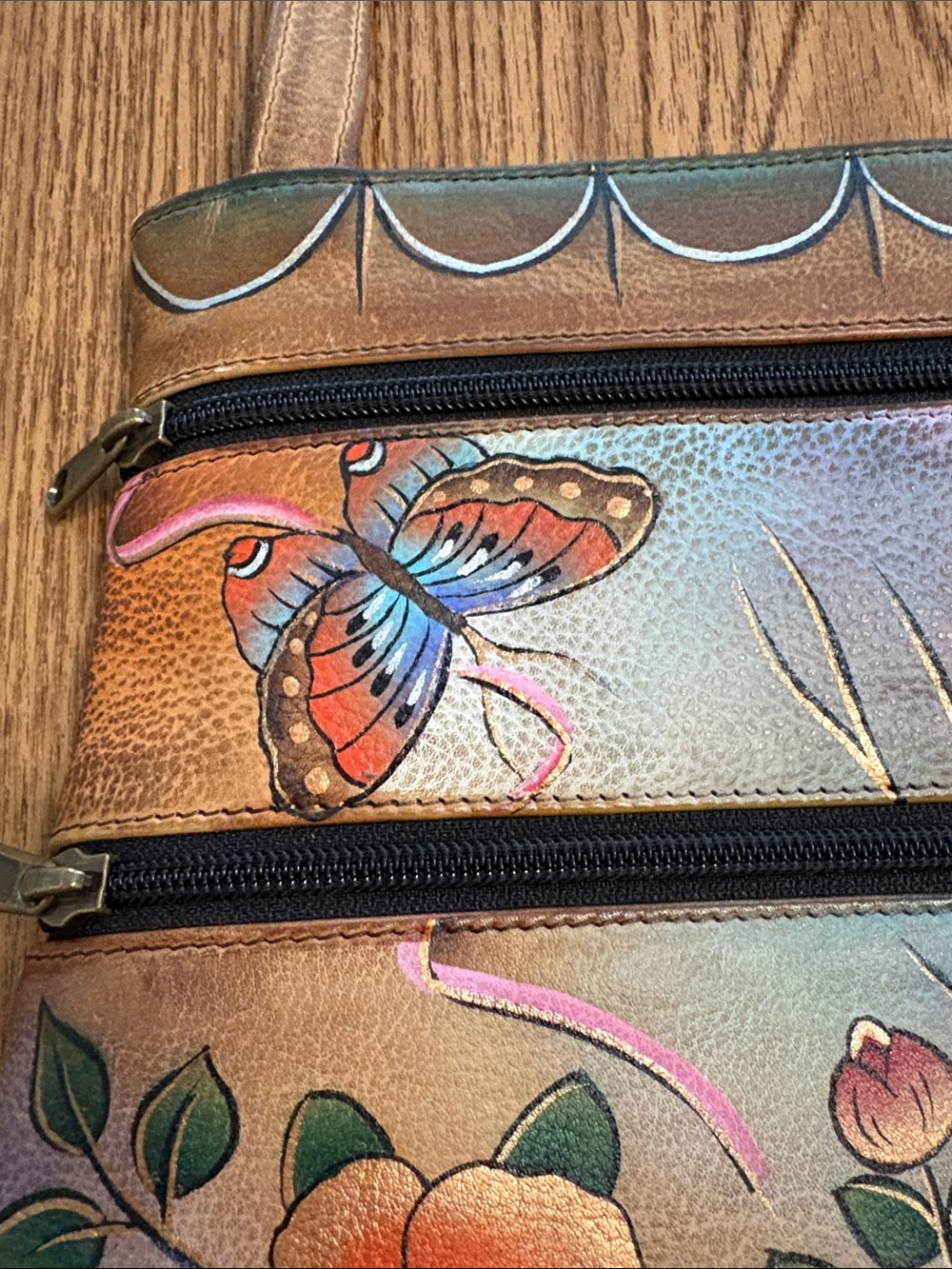 Hand-Painted Floral Crossbody Bag in Multicolor - Picture 2 of 9